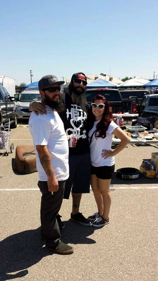 Jennifer with her brothers Jake and Josh at a swap meet on a hot afternoon.
