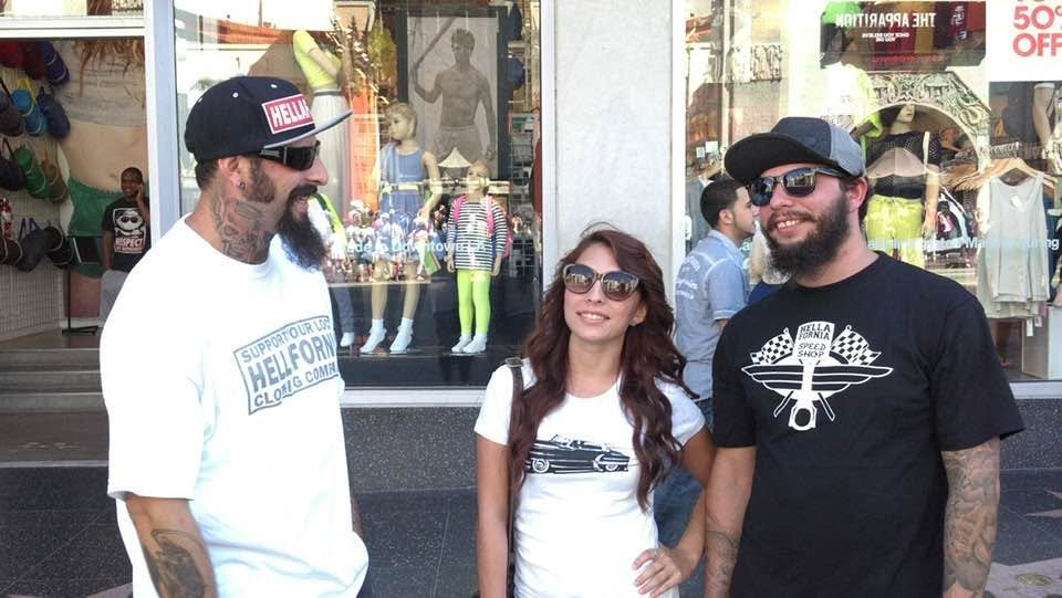 Jennifer with her brothers Jake and Josh on a sidewalk in Hollywood.